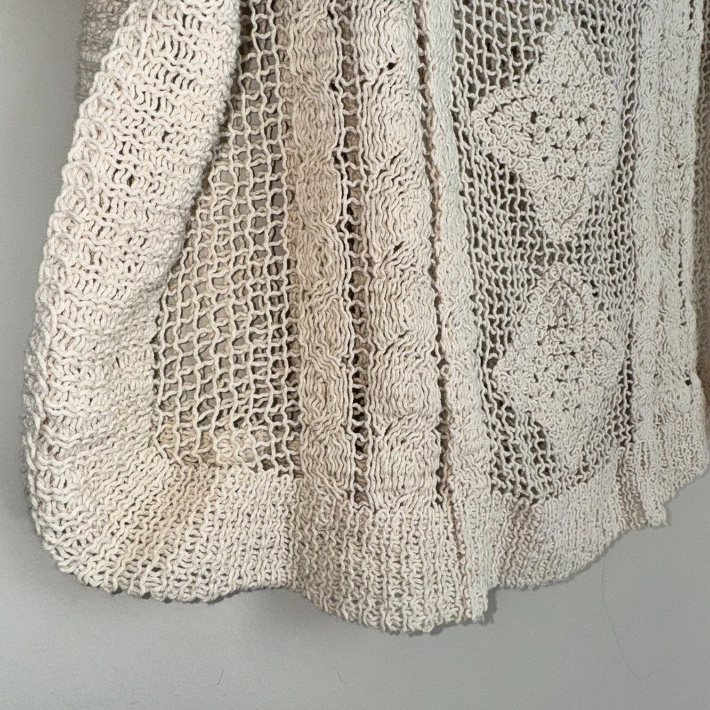 Zara Crocheted Short Sleeve Top Cream Boho Festival Beach Coastal Cowgirl Medium - Picture 6 of 14